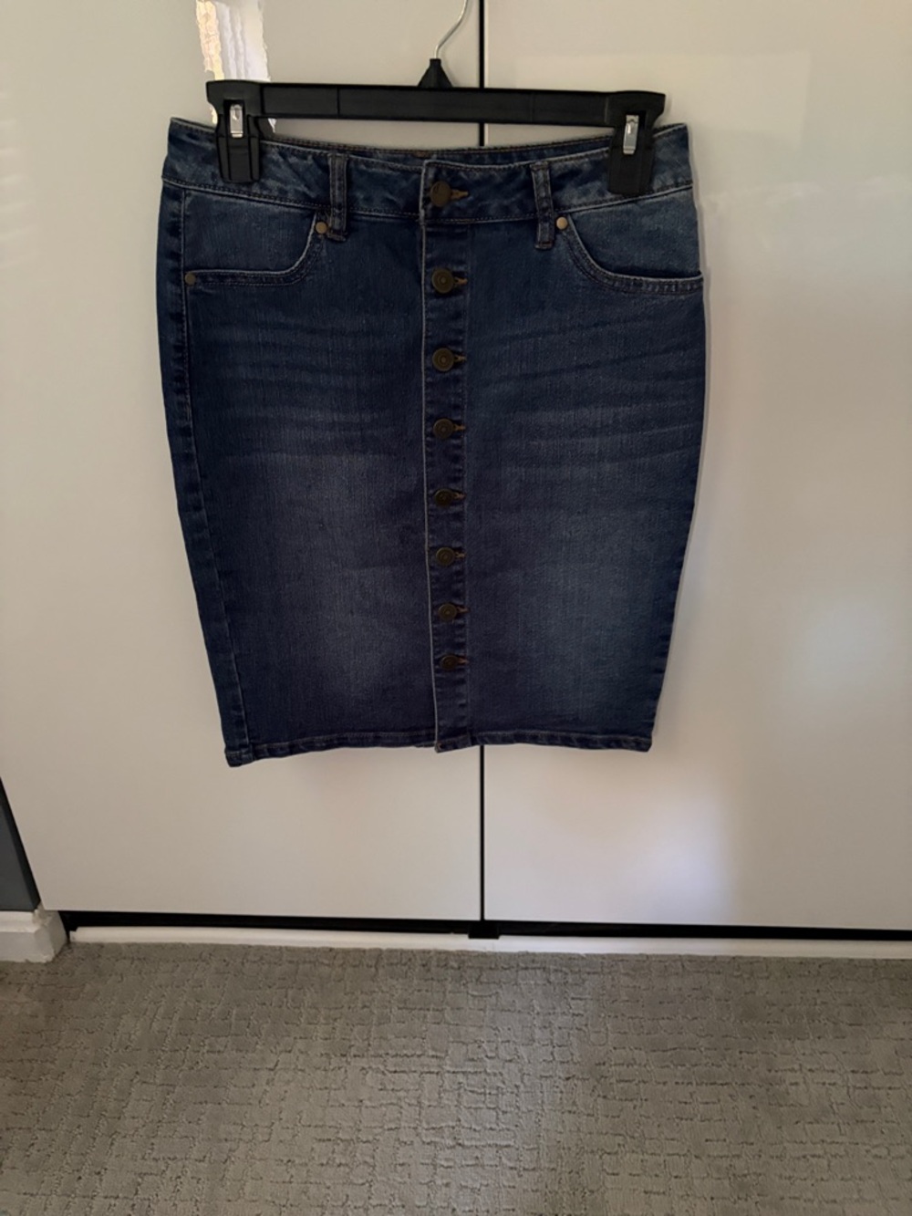 d. jeans Dark Blue Button-Front Denim Pencil Skirt